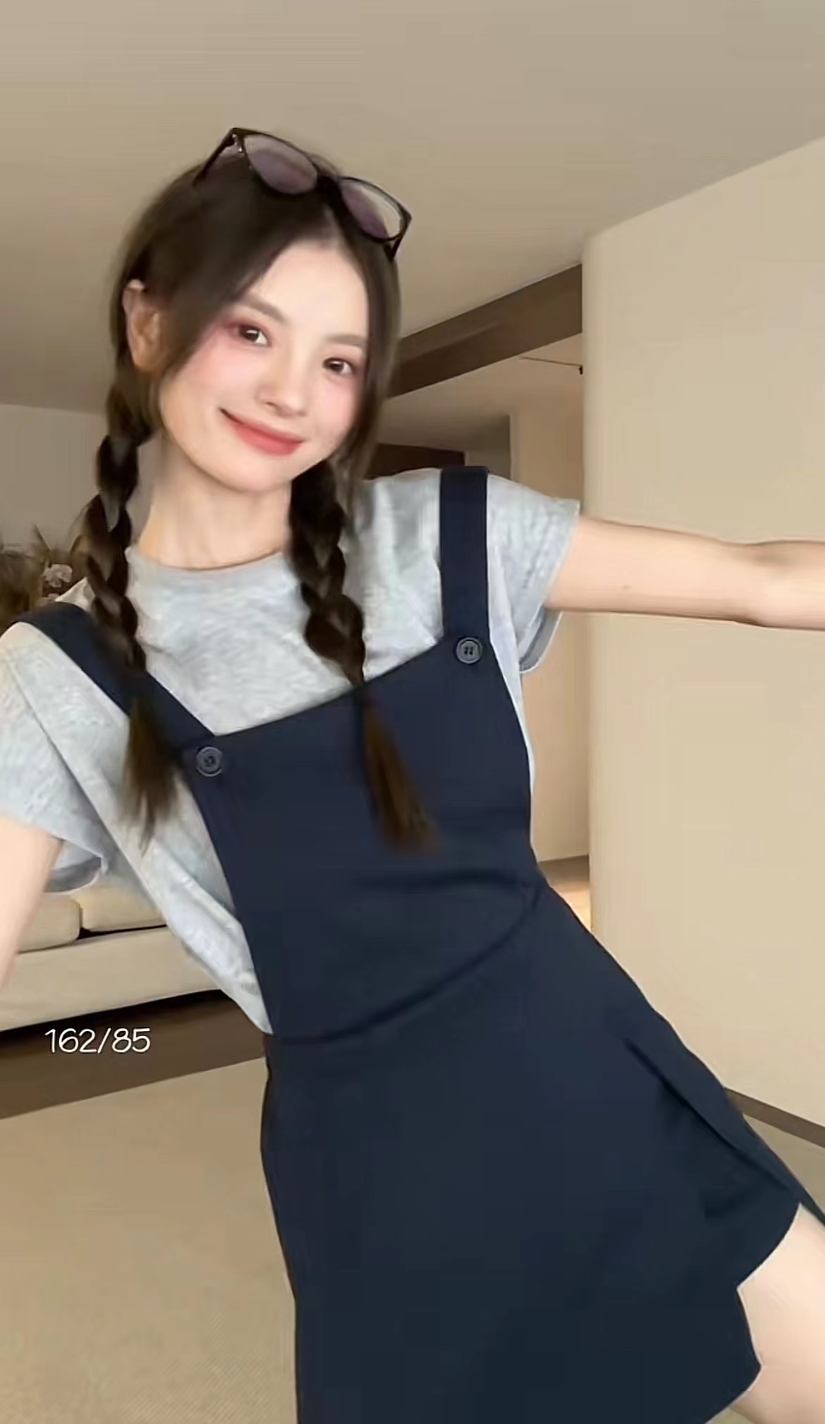 Casual Versatile Pinafore Dress and T-Shirt Set - Image 3