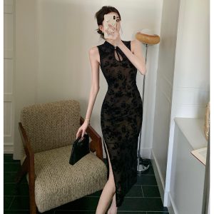 2026 Spring Summer New Chinese Style Mesh Qipao Dress