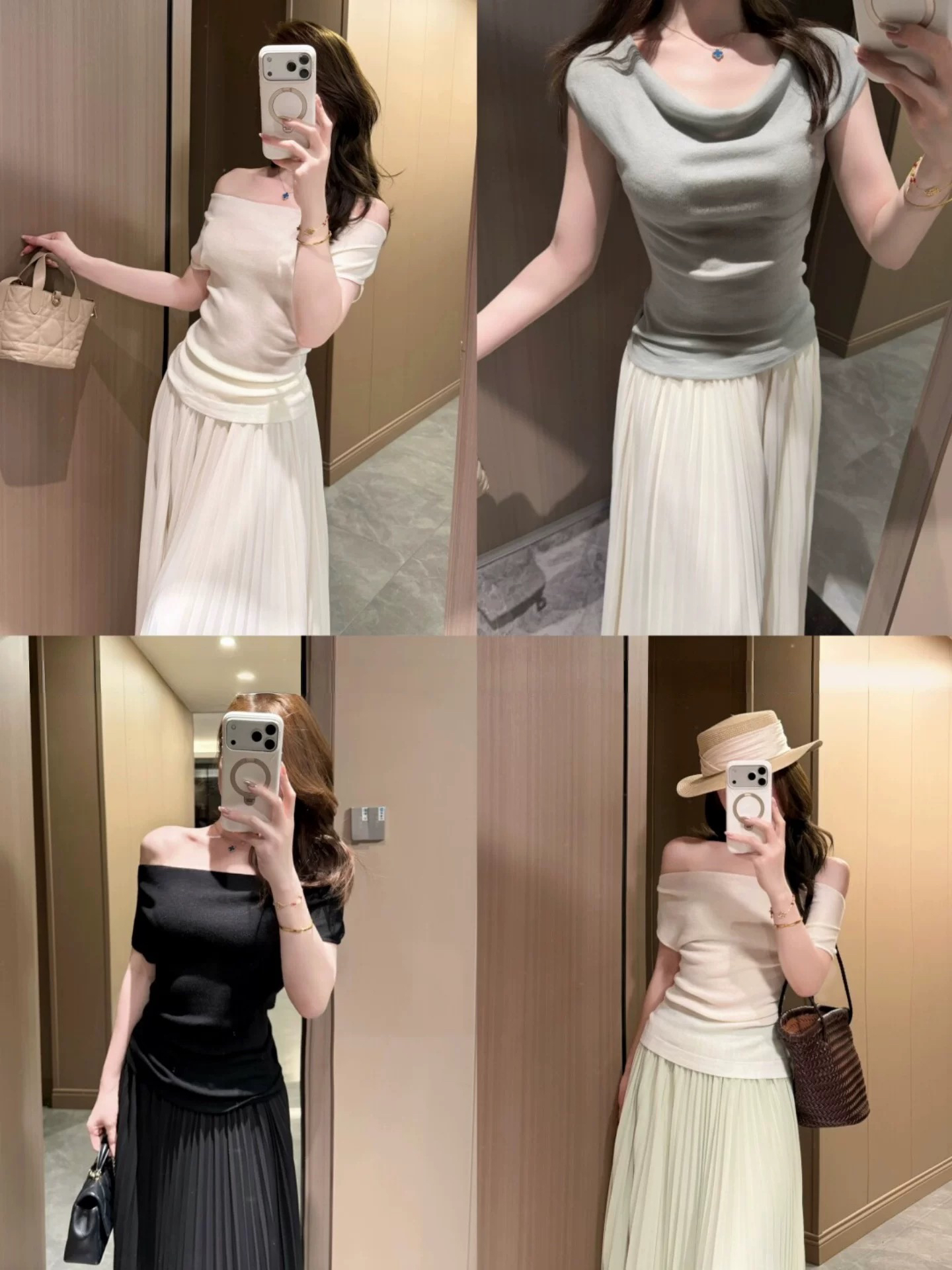 Women's Soft Knit Top with Draped Neckline and Off-Shoulder Design