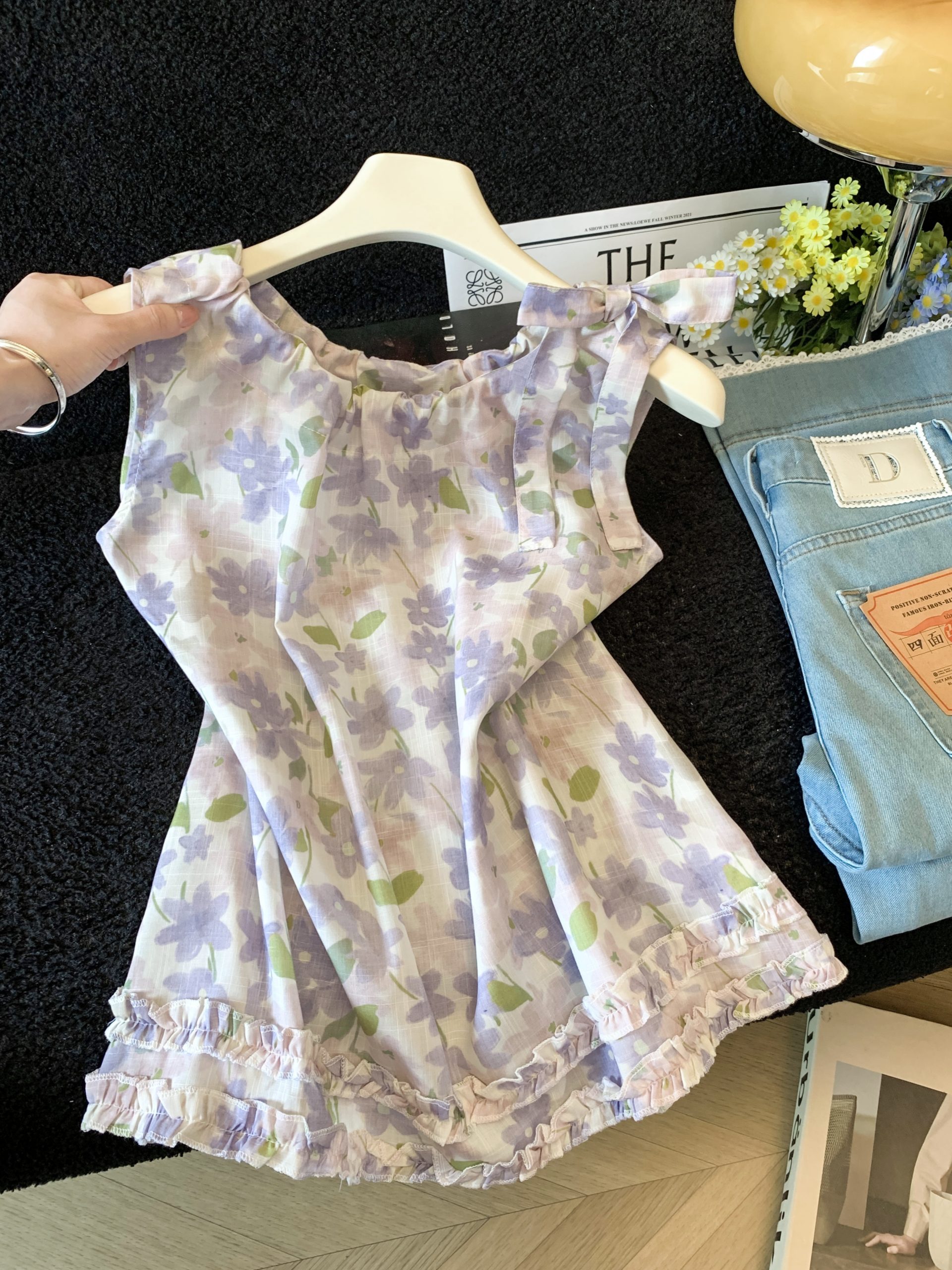 Fresh Floral Tank Top Women Loose Slimming Niche Sleeveless Versatile Shirt