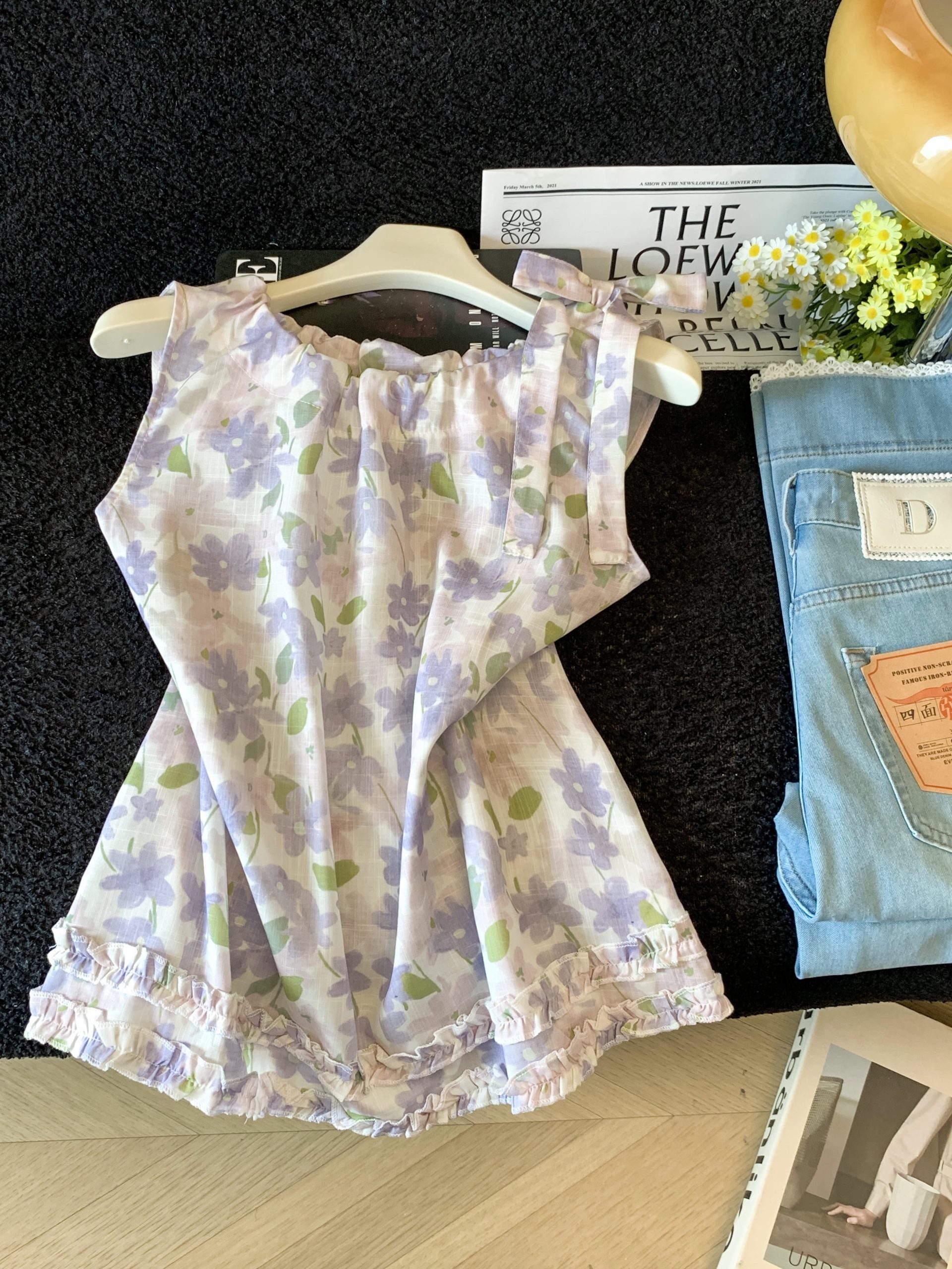 Fresh Floral Tank Top Women Loose Slimming Niche Sleeveless Versatile Shirt - Image 2