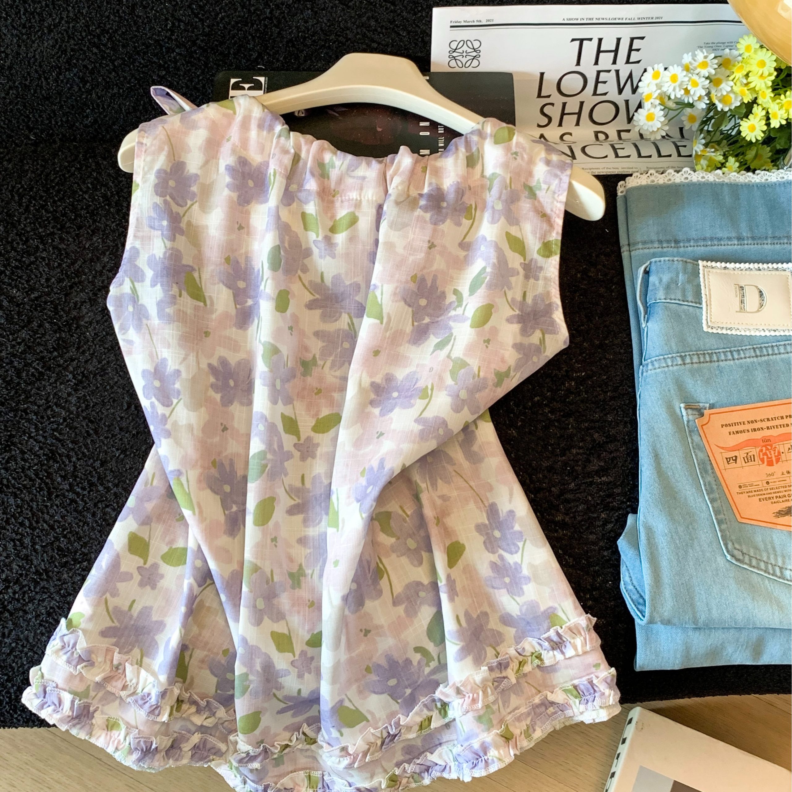 Fresh Floral Tank Top Women Loose Slimming Niche Sleeveless Versatile Shirt - Image 5