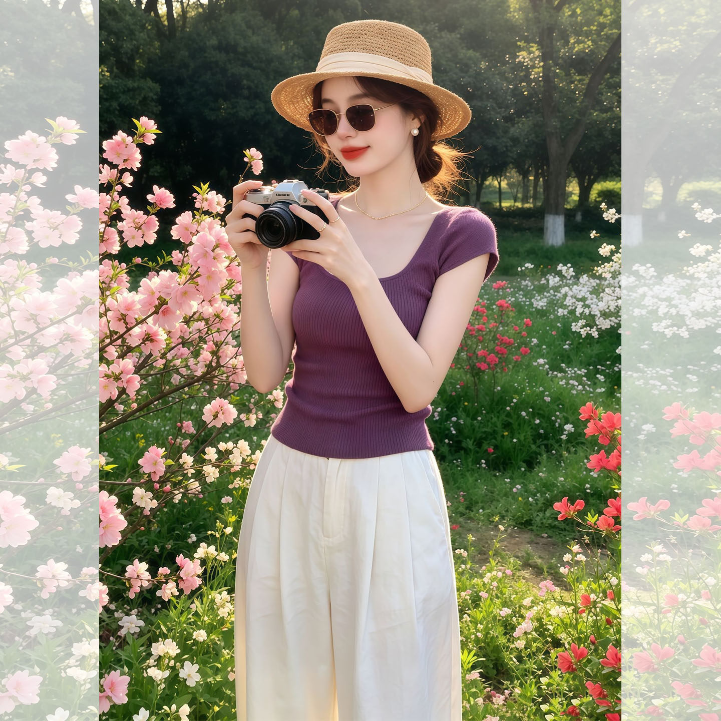 Light Mature Style Purple Slim Short Sleeve T-Shirt Women 2026 Summer Cropped Unique Pretty Top Dopamine Outfit - Image 4