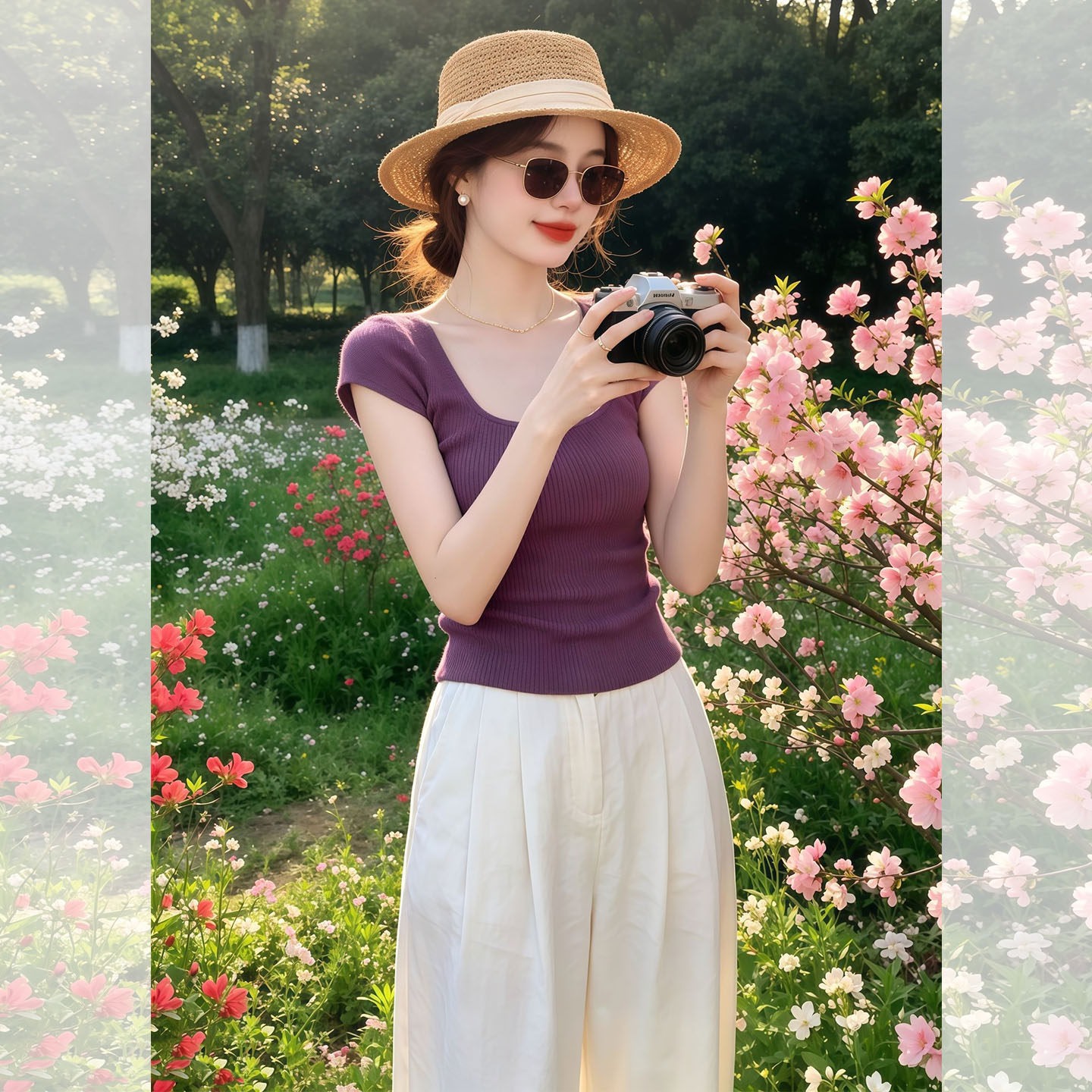 Light Mature Style Purple Slim Short Sleeve T-Shirt Women 2026 Summer Cropped Unique Pretty Top Dopamine Outfit - Image 5