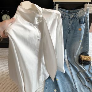 Early Autumn French Style Ribbon Cardigan Long Sleeve Shirt Women 2026 New Loose Casual Niche Slimming Top